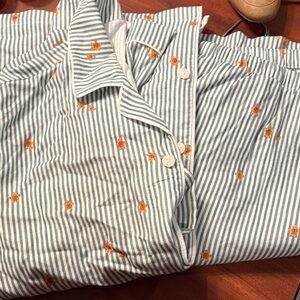 NWOT men’s 2 pc Striped Pajama Set with Orange Accents xl